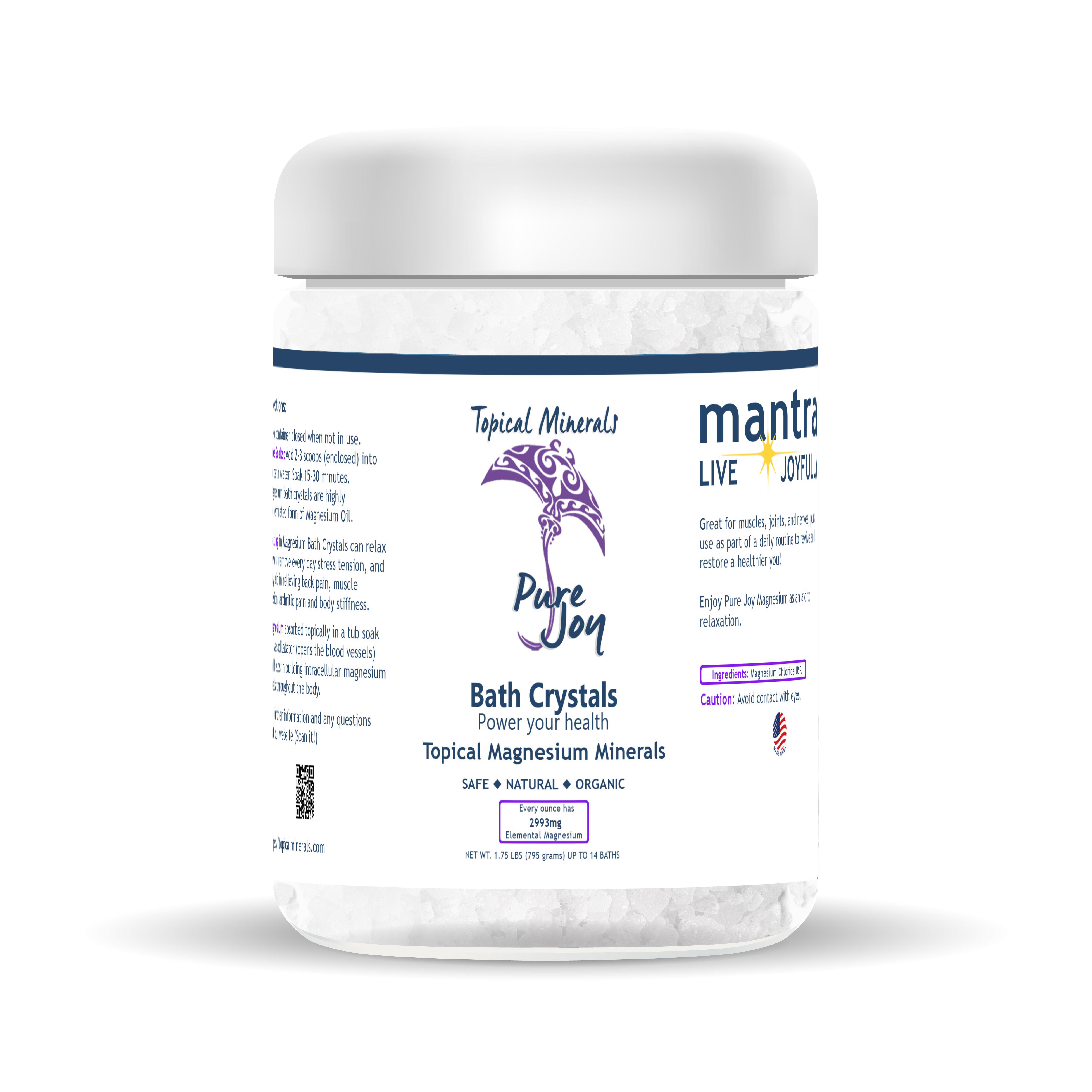 Topical Minerals Magnesium Bath Crystals Mockup 1.75 pound jar